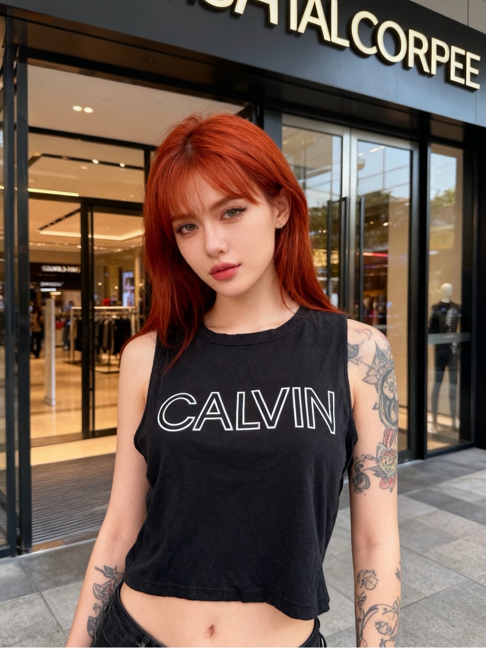 Calvin Klein Black Cropped Logo Tank